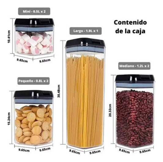 NUEVO SET DE 7 CONTENEDORES HERMÉTICOS