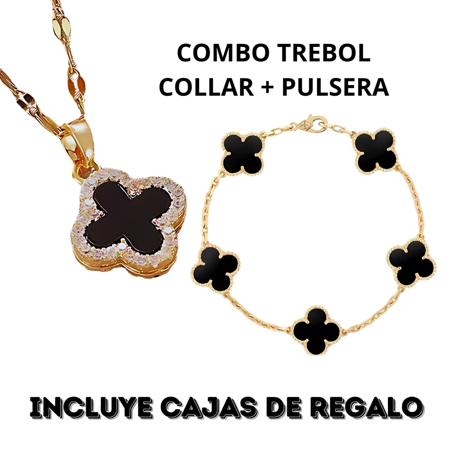 COMBO COLLAR Y PULSERA TRÉBOL CUATRO HOJAS